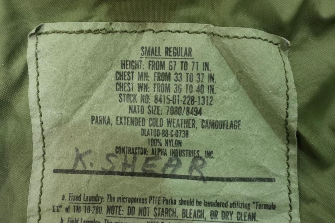 し*】様 US ARMY ALPHA社製 ECWCS ゴアテックスパーカー S■