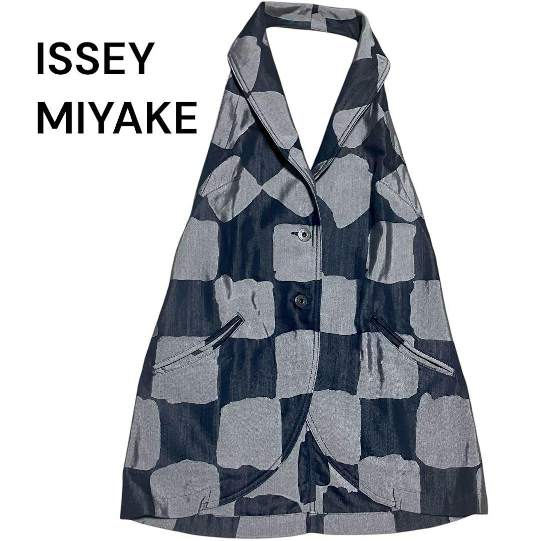 【美品✨希少】イッセイミヤケ　ロングジレ　ベスト　ノースリーブジャケット