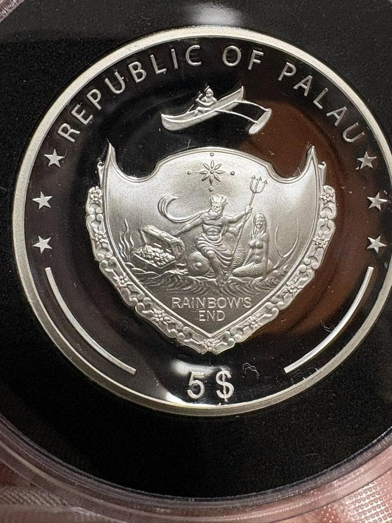 【新品/未使用】2019 パラオ　干支　猪図　金メッキ　5ドル銀貨