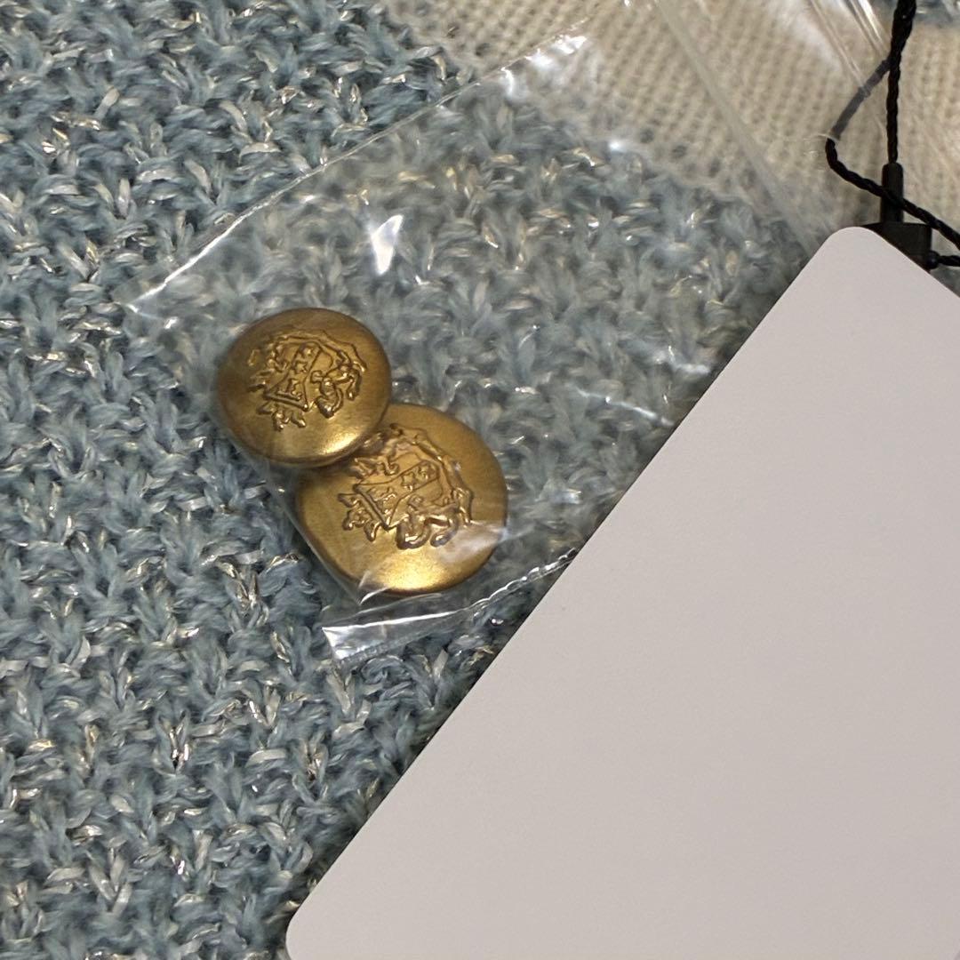 高島屋 未使用タグ付 カシミヤ ツイード 金ボタン ラメ ボレロ ノーカラー