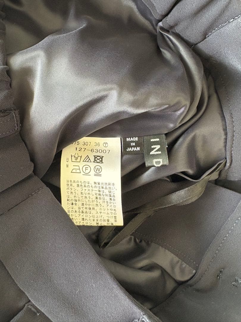 美品 INDIVI パンツスーツ 36 ネイビー ノーカラー