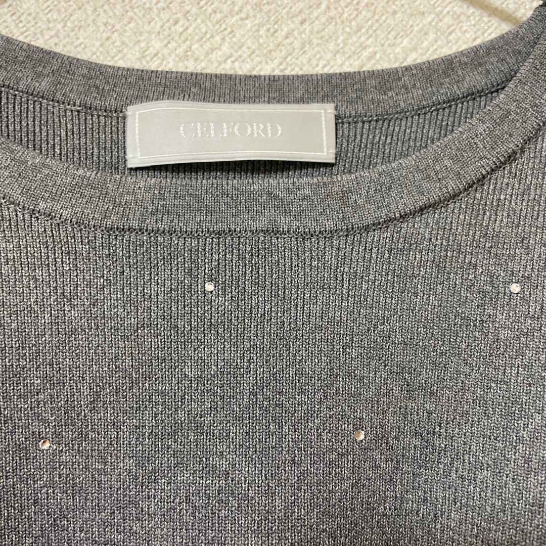 セルファード　ホットフィットビジューペプラムニットプルオーバー