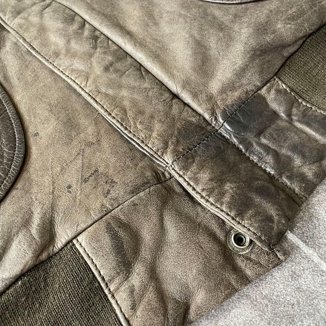 80-90'sa 鬼フェード 本革 A-2 レザーフライトジャケットL 短丈