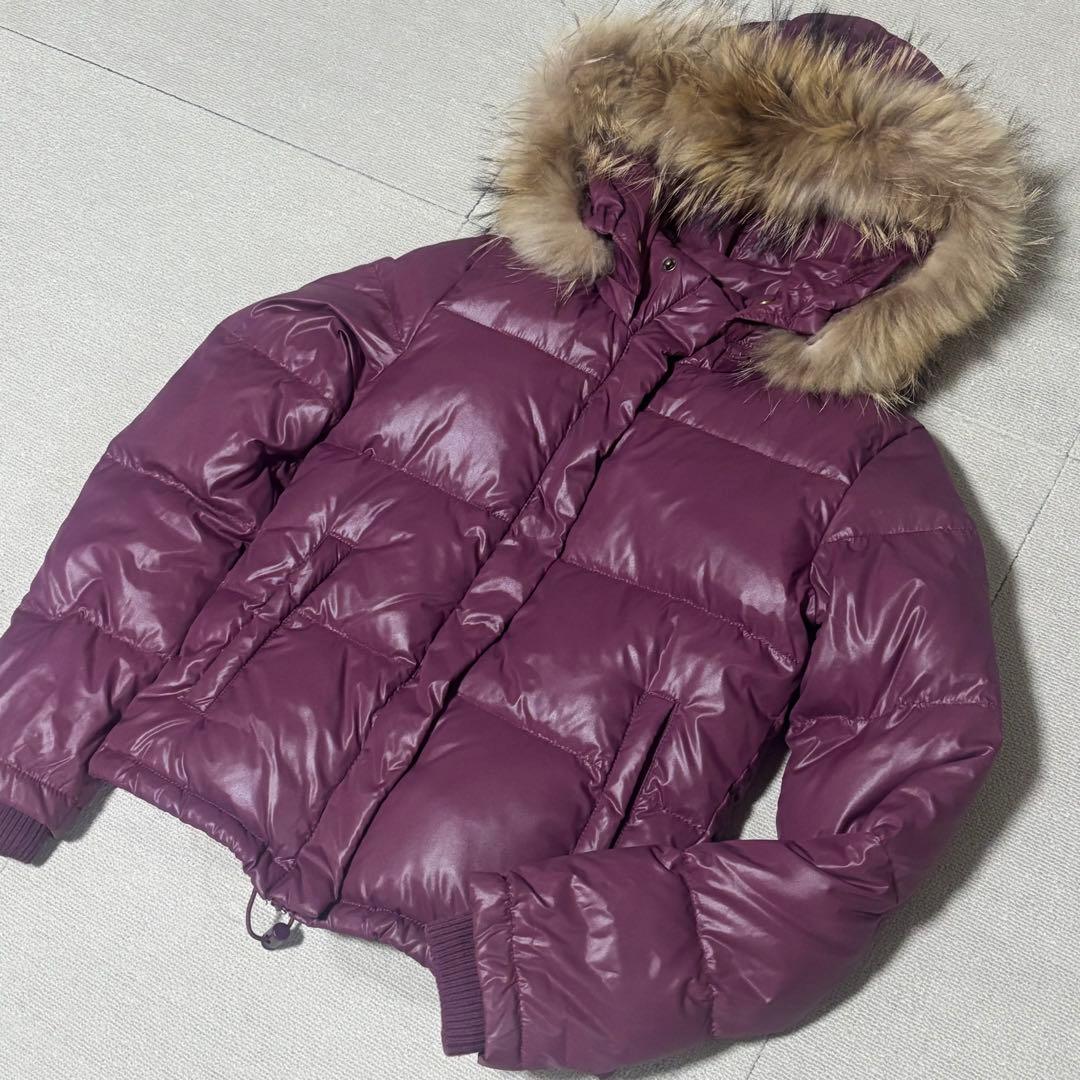00s y2k 平成 moussy 光沢ダウン 短丈 リアルファー　パープル