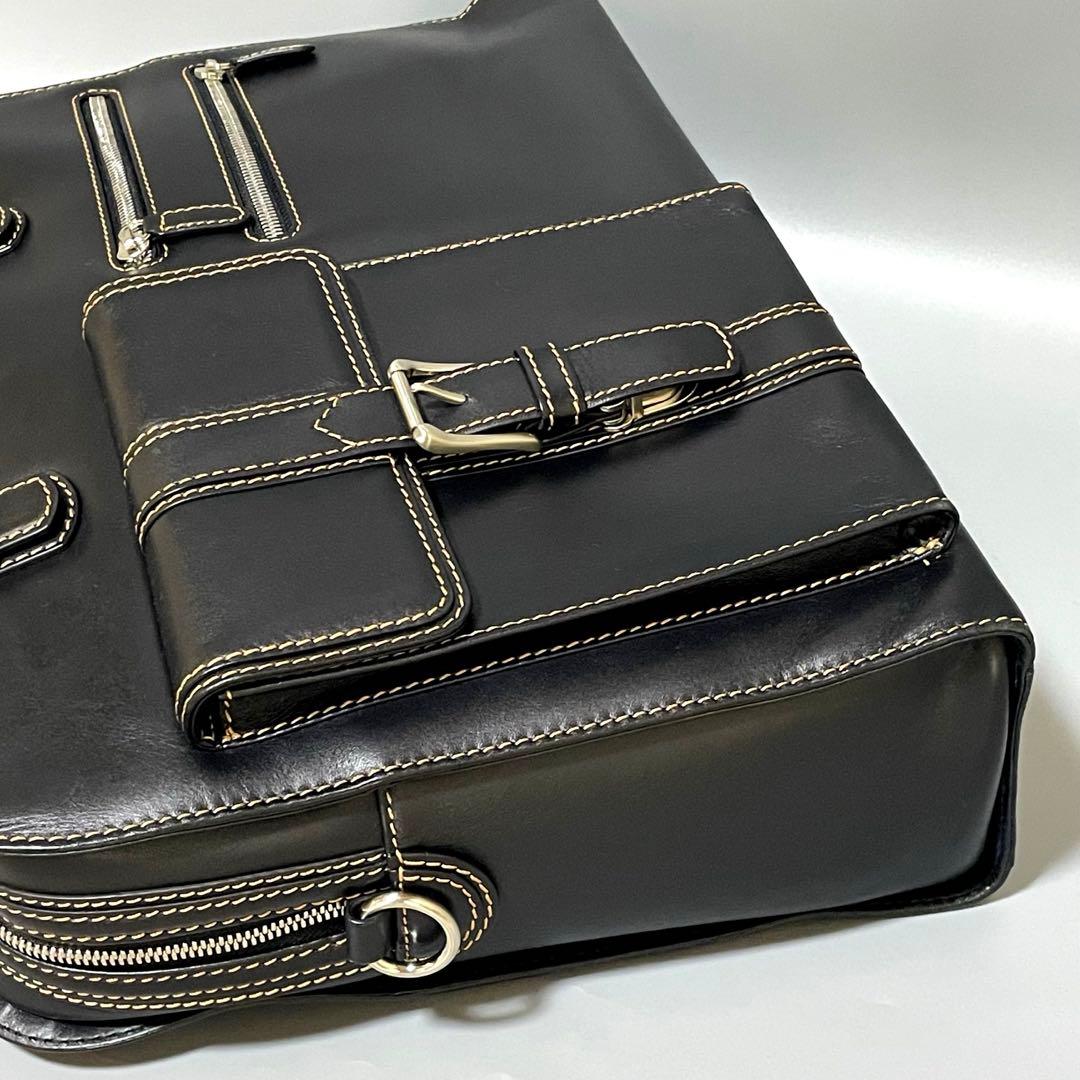 GOLD PFEIL ゴールドファイル レザー ビジネスバッグ 黒 使用感少な目