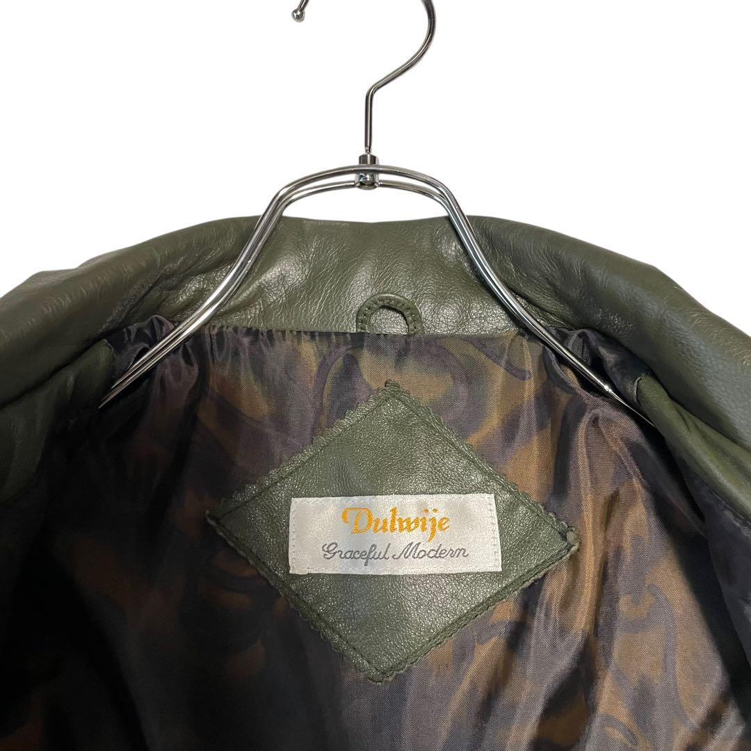 【vintage】スペイン 羊革ラムレザーシングルライダースジャケット カーキL