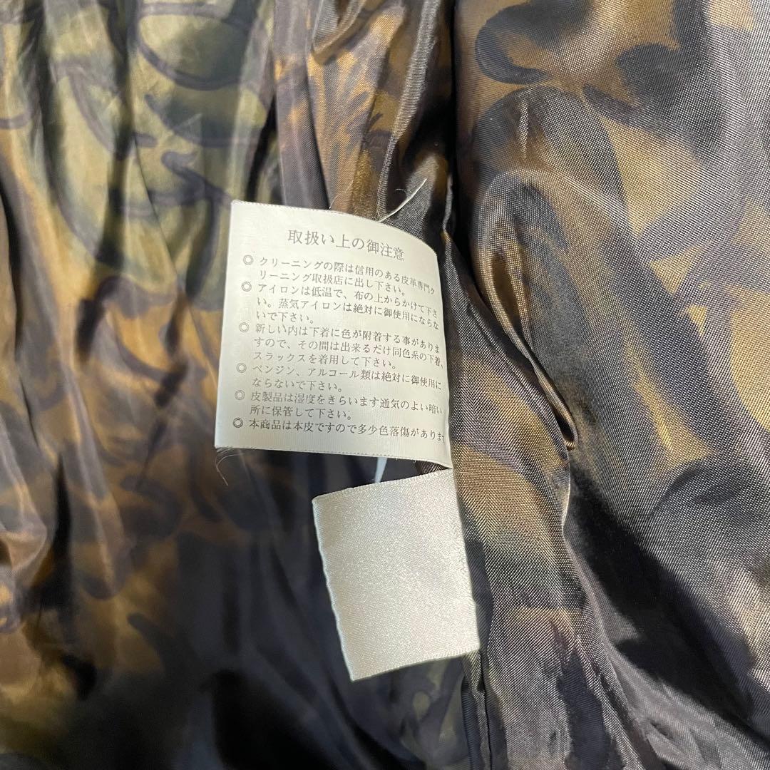 【vintage】スペイン 羊革ラムレザーシングルライダースジャケット カーキL