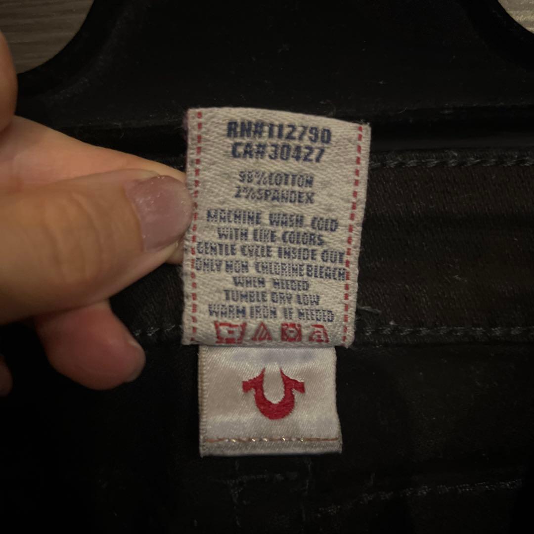 ビジュー付きブラックデニムパンツ　24