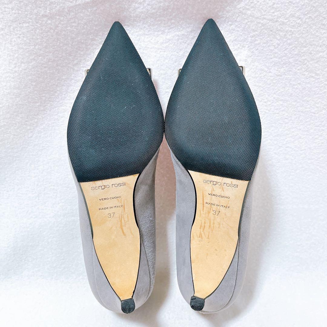 セルジオロッシ SR1 パンプス スエード バックル プレート ポインテッドトゥ