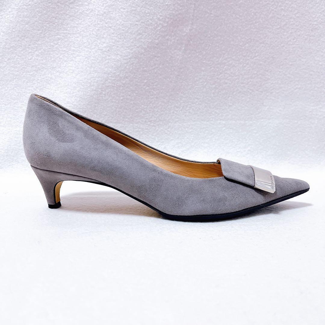 セルジオロッシ SR1 パンプス スエード バックル プレート ポインテッドトゥ