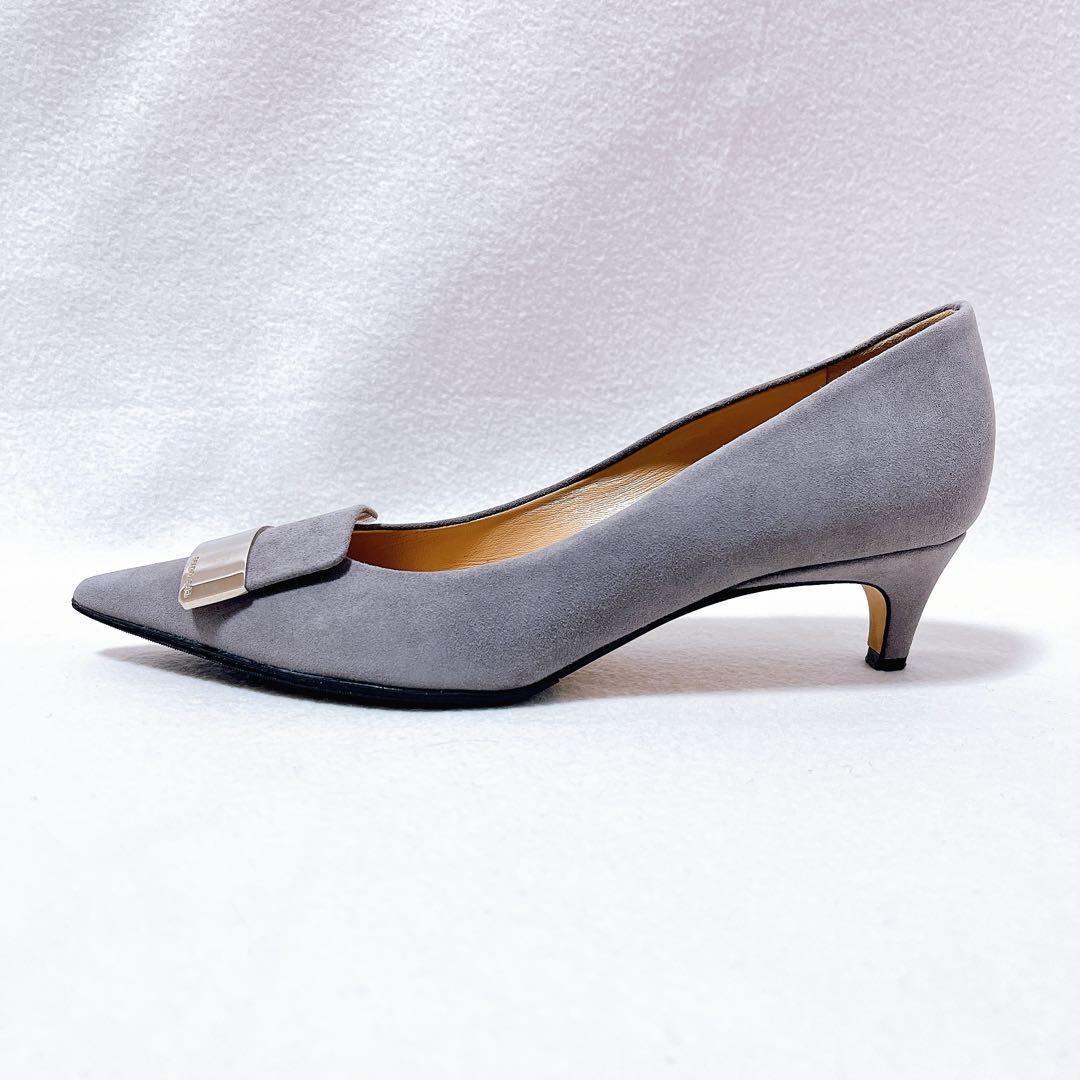 セルジオロッシ SR1 パンプス スエード バックル プレート ポインテッドトゥ