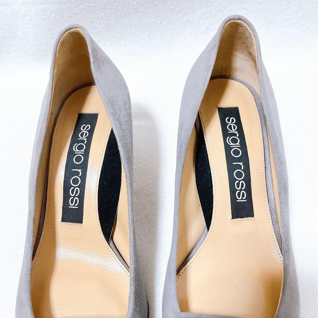 セルジオロッシ SR1 パンプス スエード バックル プレート ポインテッドトゥ