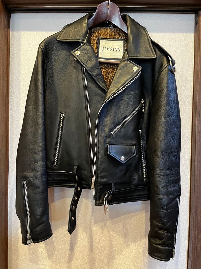 JIMSINN ライダースジャケット　レオパード