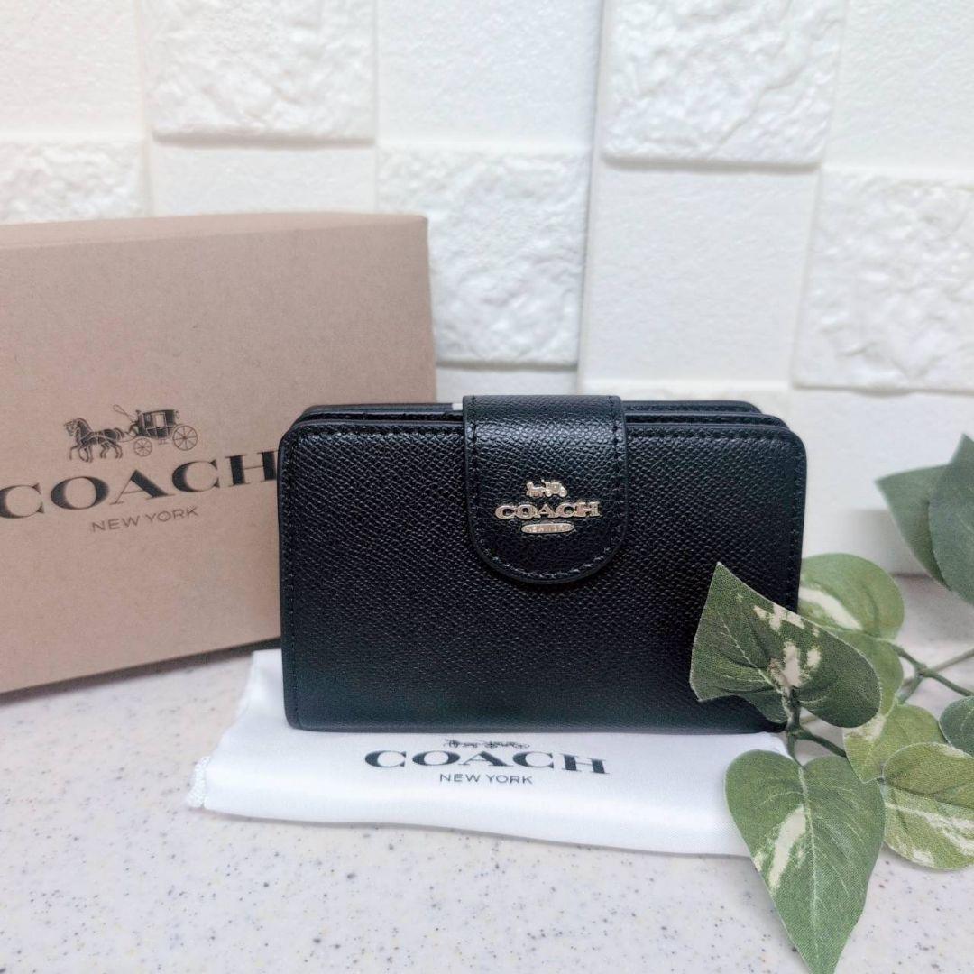 COACH コーチ ブラック 二つ折り財布 黒 レディース プレゼント 人気 箱