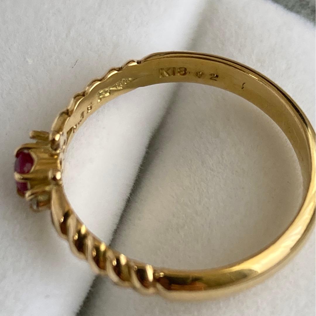 K18 指輪 リング ルビー ダイヤモンド 18金 ルビーリング　未使用　ケース