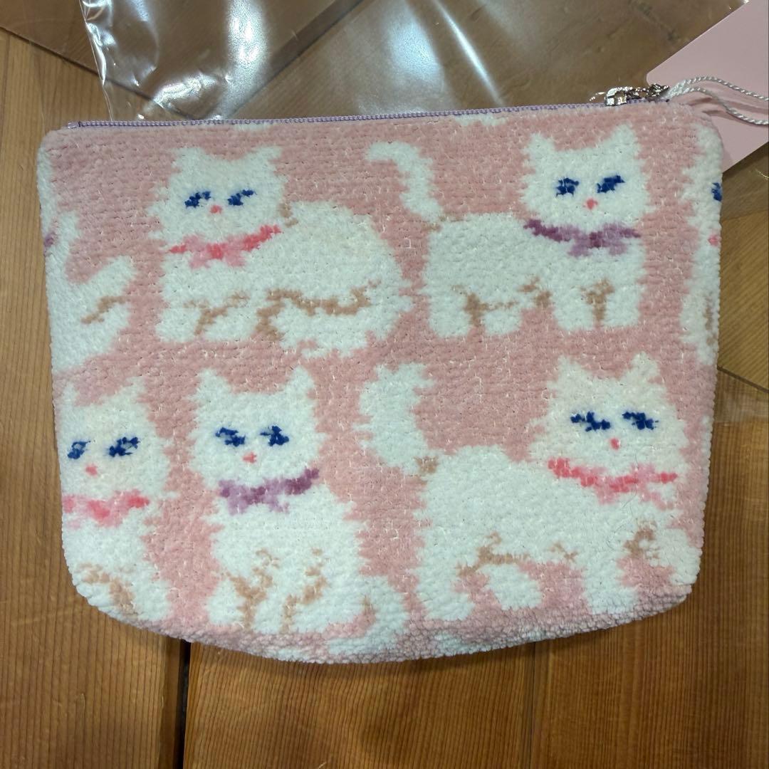 ラブラリー バイ フェイラー モフモフネコチャン 舟型ポーチ Lサイズ