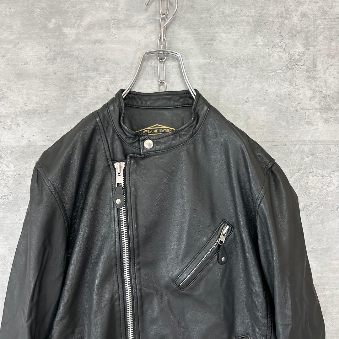 AWESOME LEATHER ゴートレザー　ライダースジャケット ブラック