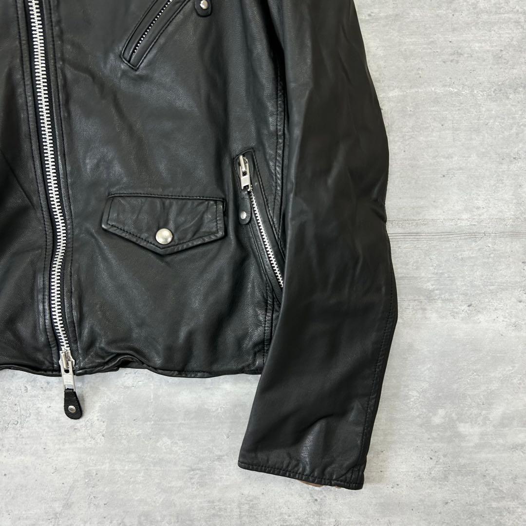 AWESOME LEATHER ゴートレザー　ライダースジャケット ブラック