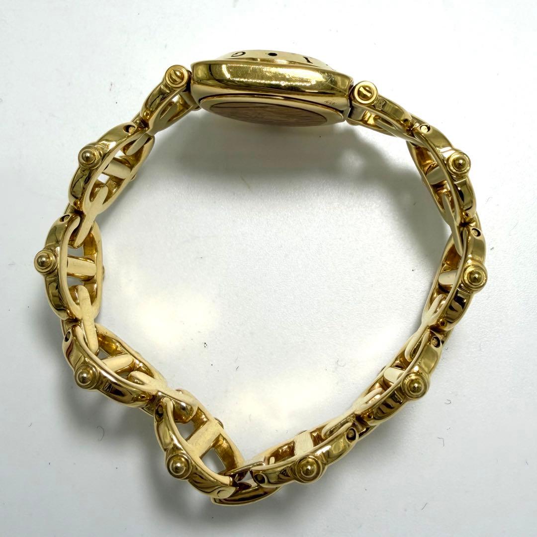 【美品】GUCCI 腕時計 シェル文字盤 6400L バングルウォッチ 金