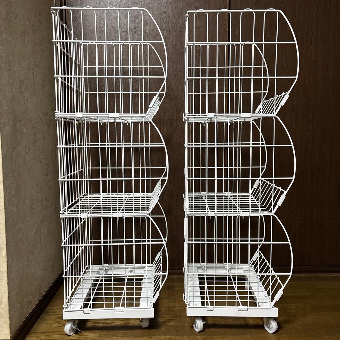 ジャンブルバスケット　ワイヤーラック　3段タイプ　2個セット