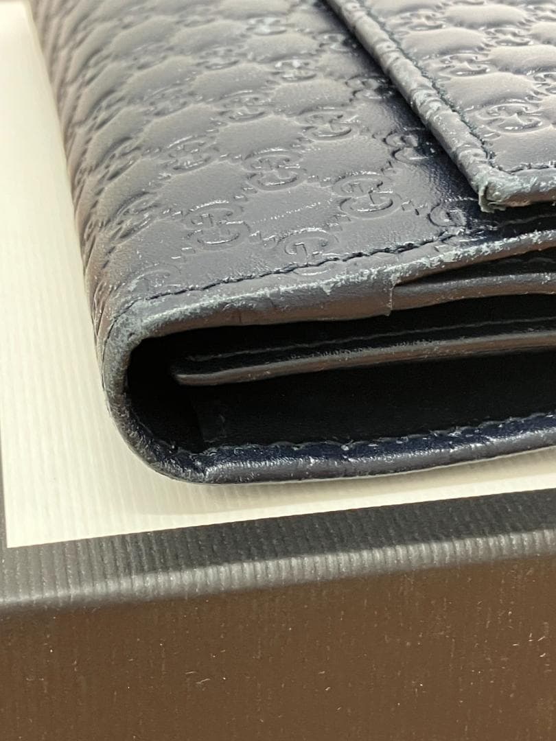 Gucci　グッチ マイクログッチシマ 長財布 449393 レザー　Wホック