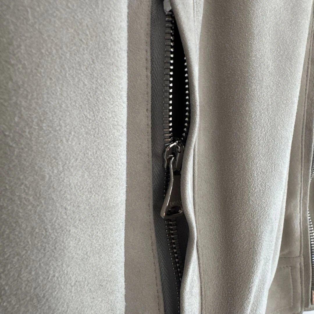 新品✨エンメティ　48 グレー　スエード　ライダースジャケット