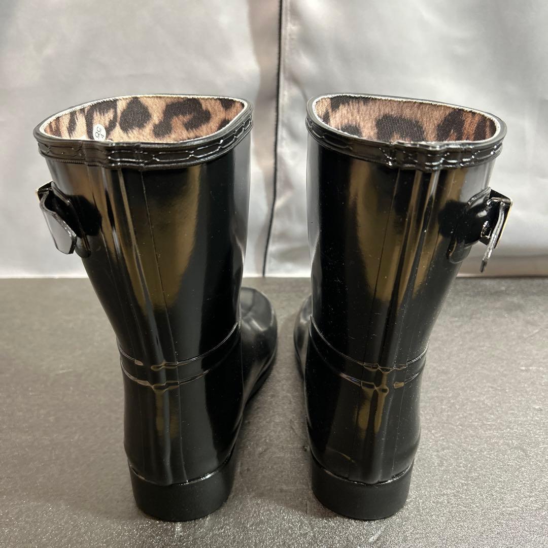 美品 HUNTER ハンター レオパード レインブーツ ショートブーツ UK3