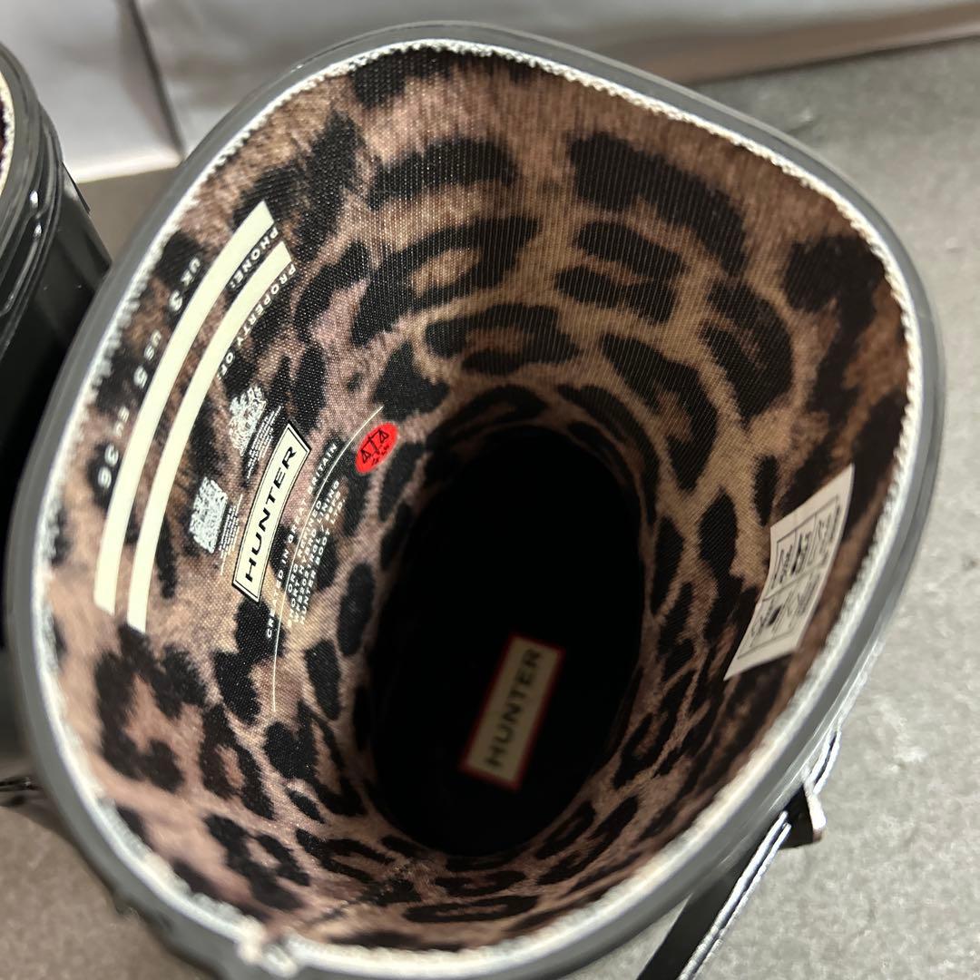 美品 HUNTER ハンター レオパード レインブーツ ショートブーツ UK3