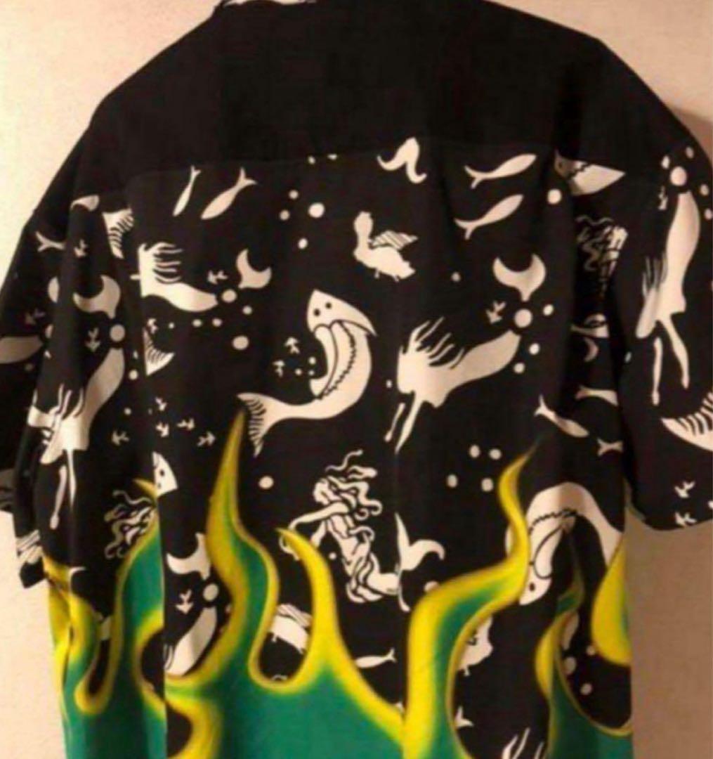 PRADA 半袖シャツ L 黒 緑 アートプリント