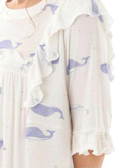 新品未使用　ナルエー　接触冷感　リブニット　ワンピース　夜空のクジラ　ホワイト