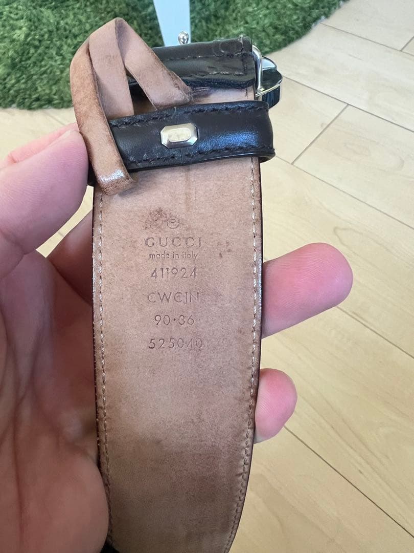 GUCCI ダブルGロゴ ベルト 90/36 ブラウン