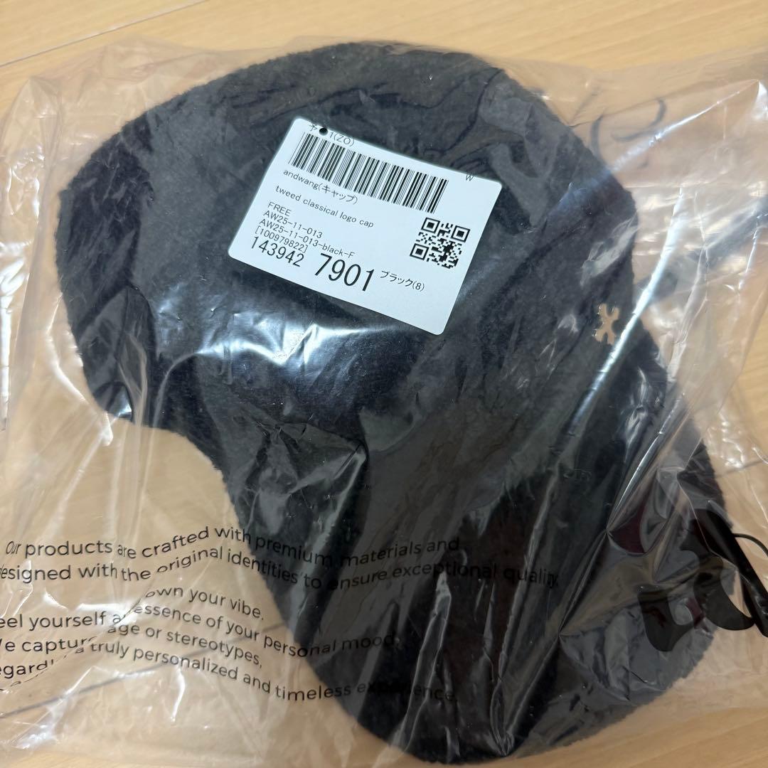 andwang Tweed Classical Logo Cap ブラック