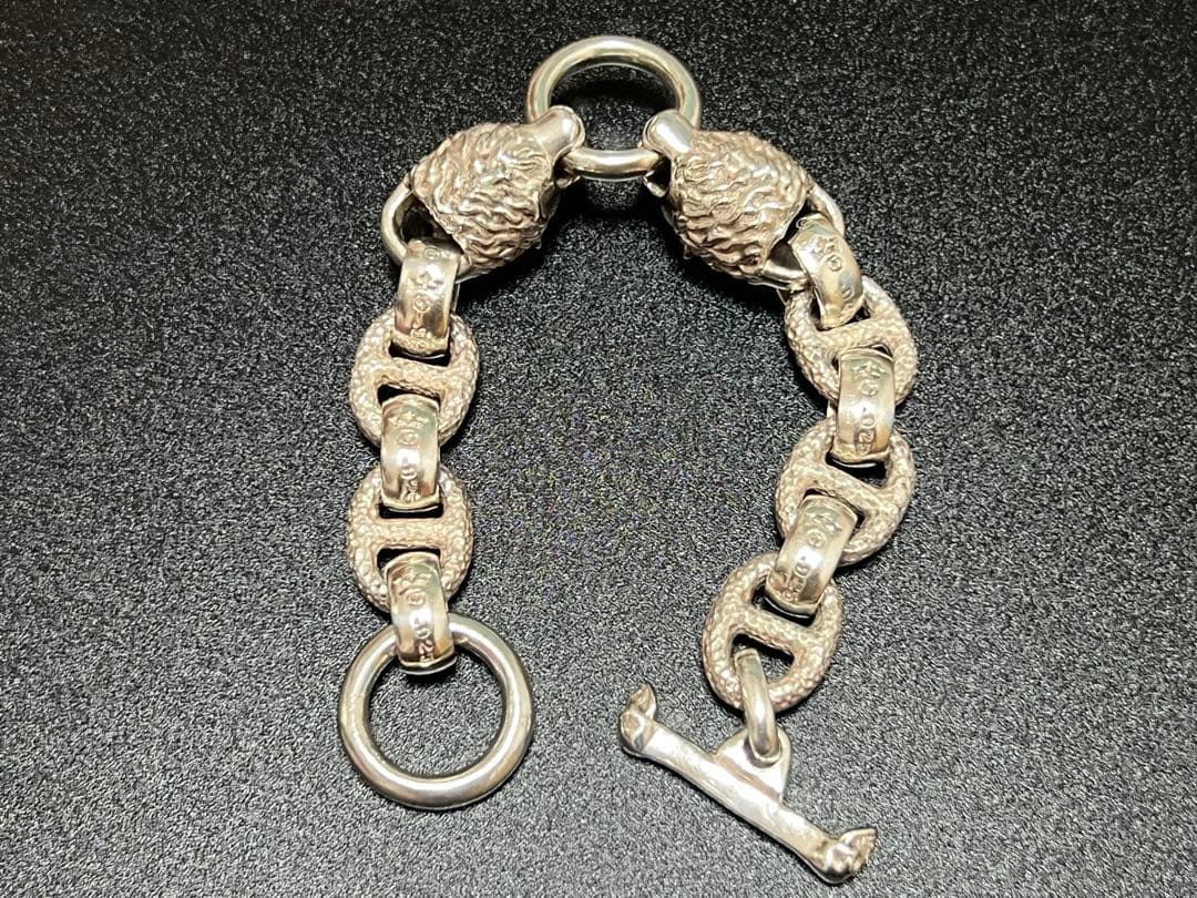 ガボールtype☆2ライオンヘッズ ブレスレット☆美品シルバー925