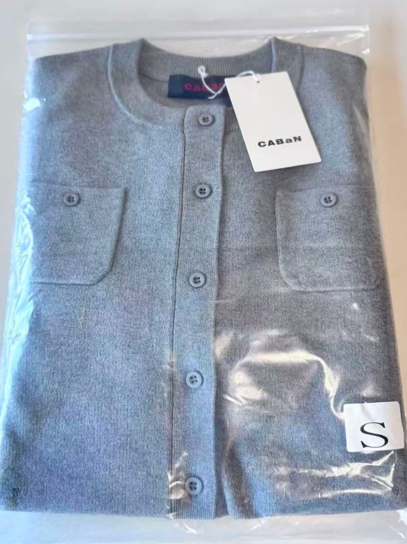 CABaN コットンカシミヤ クルーネックカーディガン ライトグレー S