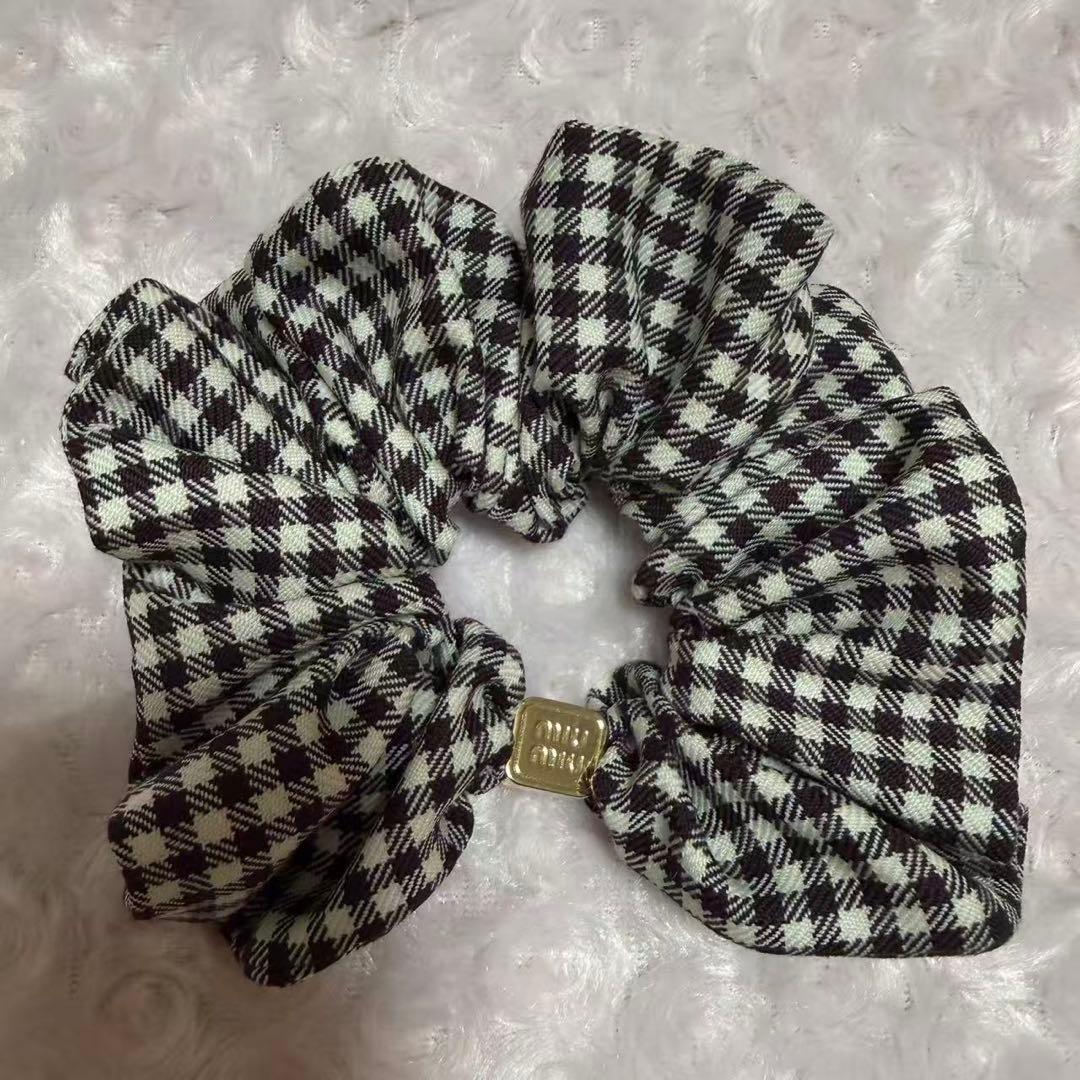 Miu Miu MIU MIU ミュウミュウ ギンガムシュシュ ボルドー