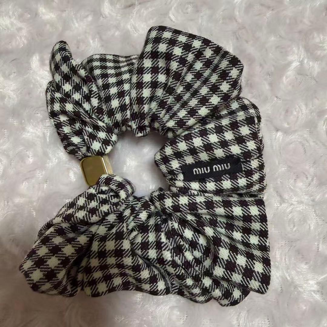 Miu Miu MIU MIU ミュウミュウ ギンガムシュシュ ボルドー