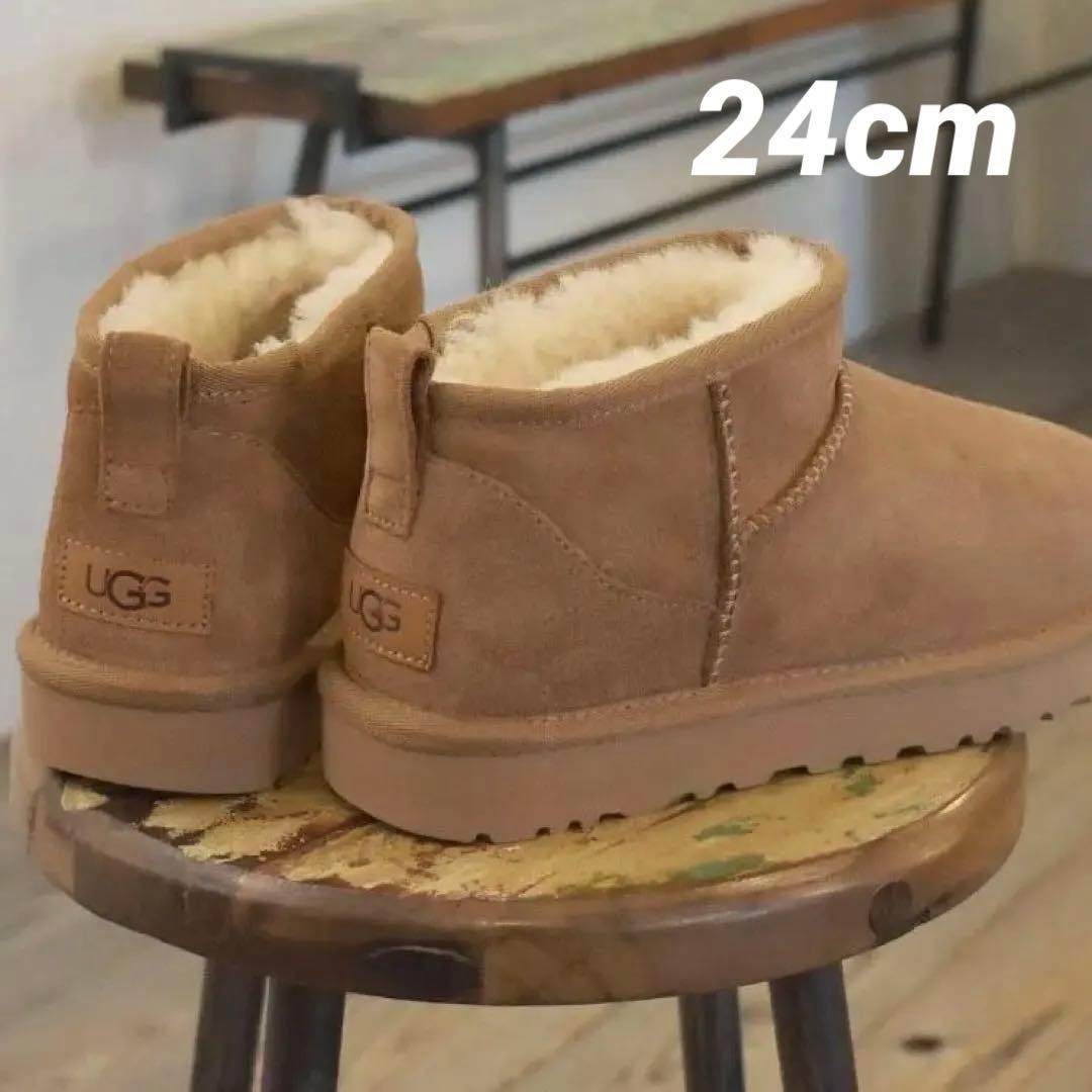 UGG アグ ムートンブーツ ウルトラミニ　チェスナット 24.0cm