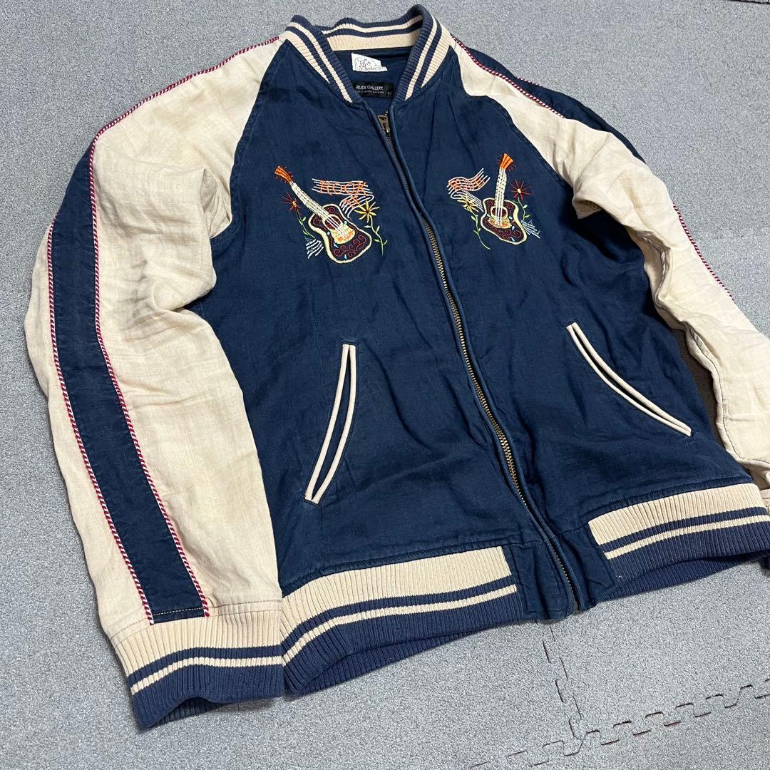 732 音楽モチーフ刺繍×配色袖 リネン100 RUDE GALLERY 2