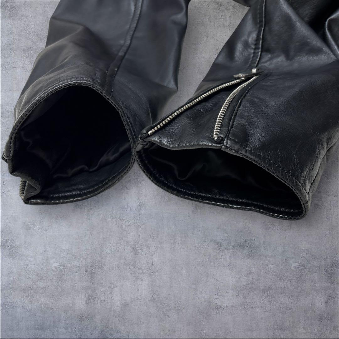 【美品】DIESEL ラムレザージャケット シングルライダース キルティング