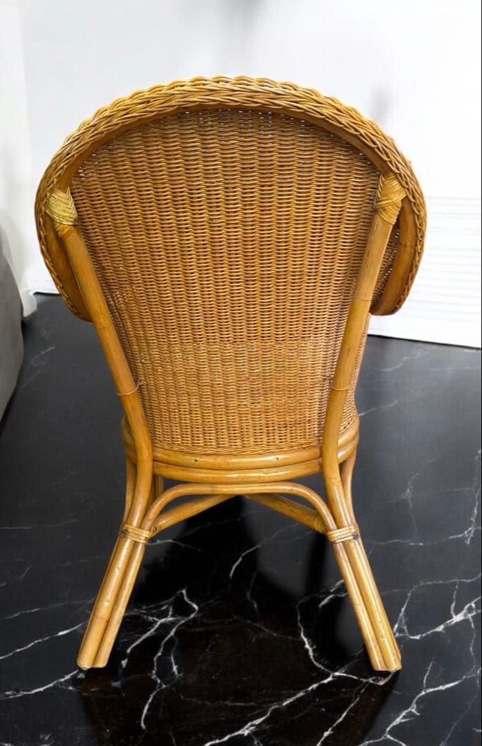 mikeneco 昭和レトロ★クッション付き高級ラタンチェア①