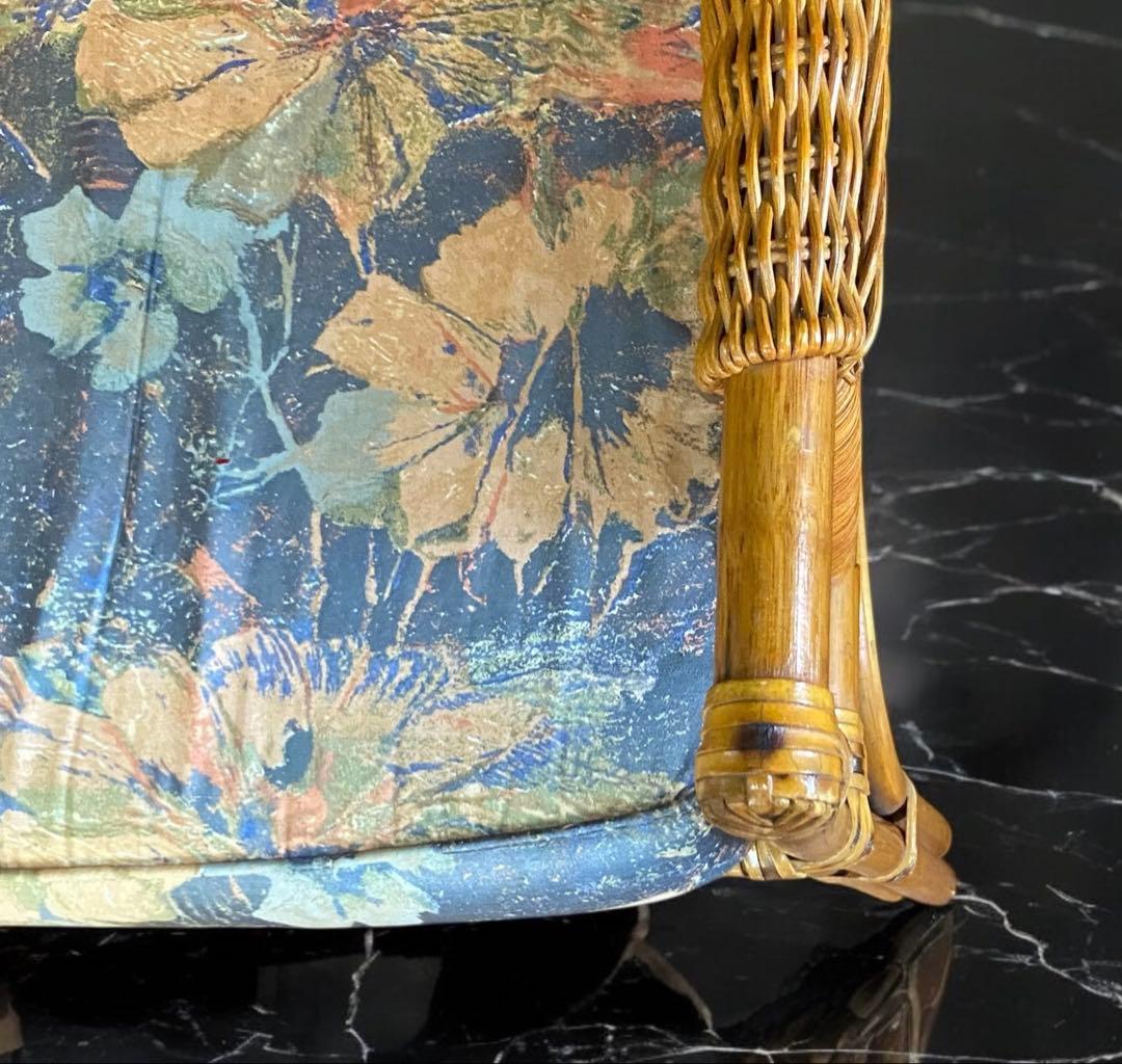 mikeneco 昭和レトロ★クッション付き高級ラタンチェア①