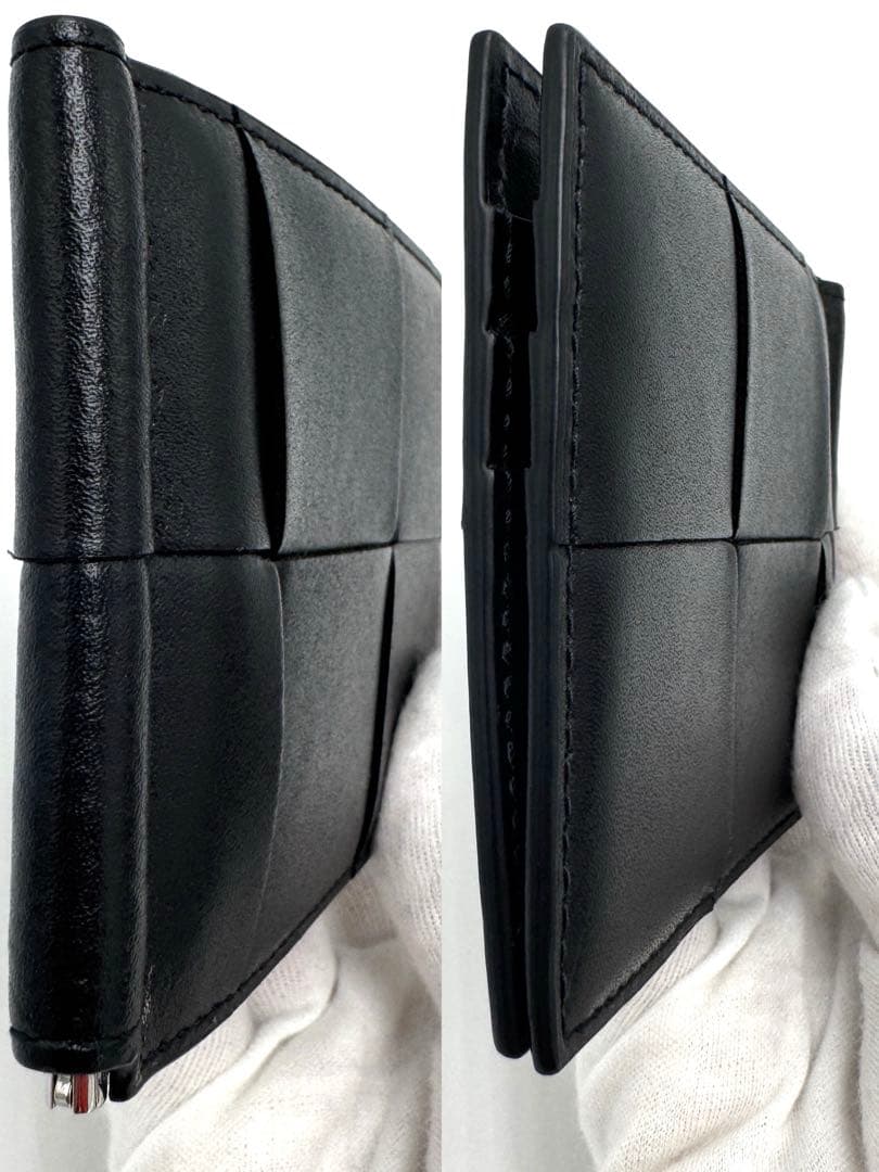 【超美品】ボッテガヴェネタ マキシ イントレチャート カセットマネークリップ 黒