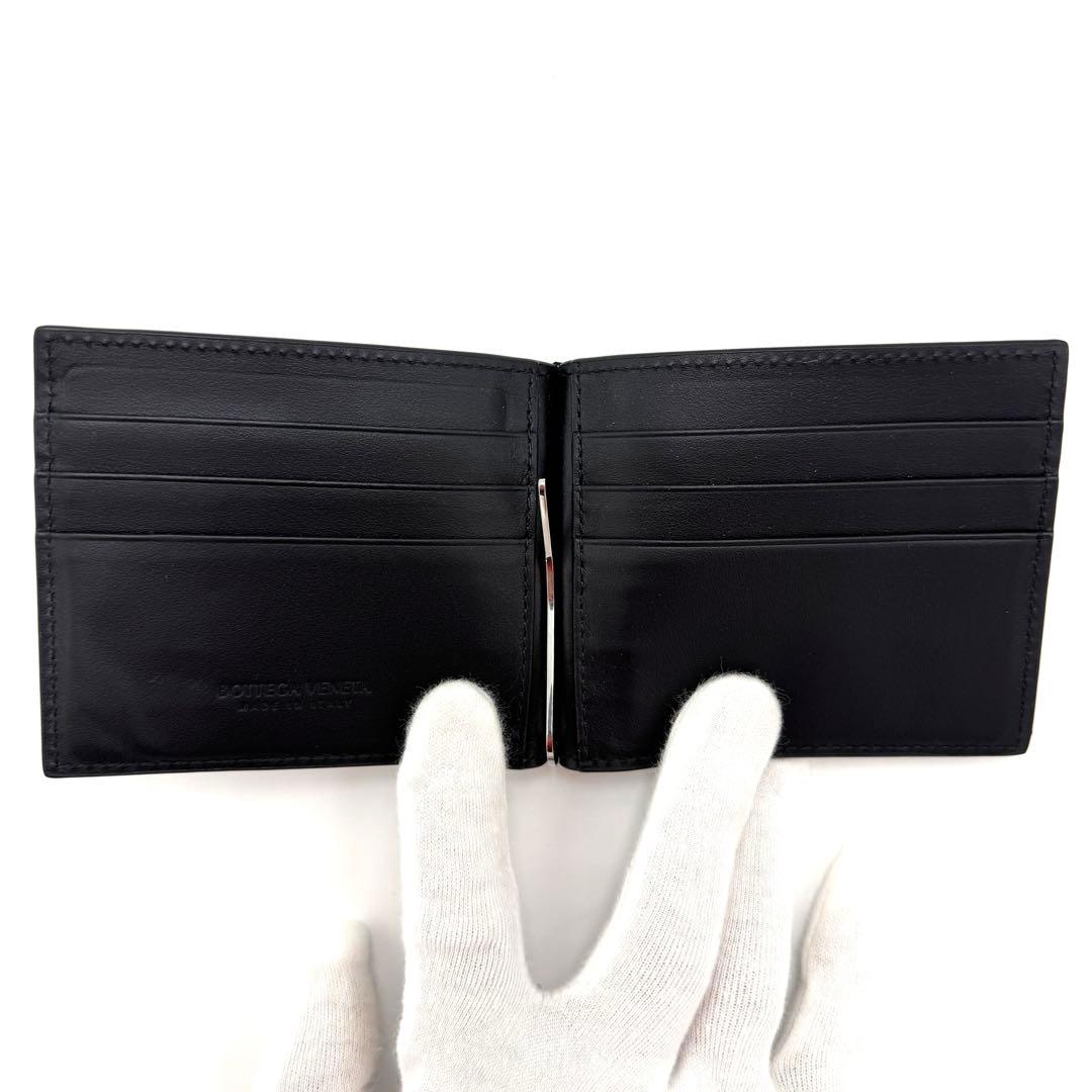 【超美品】ボッテガヴェネタ マキシ イントレチャート カセットマネークリップ 黒