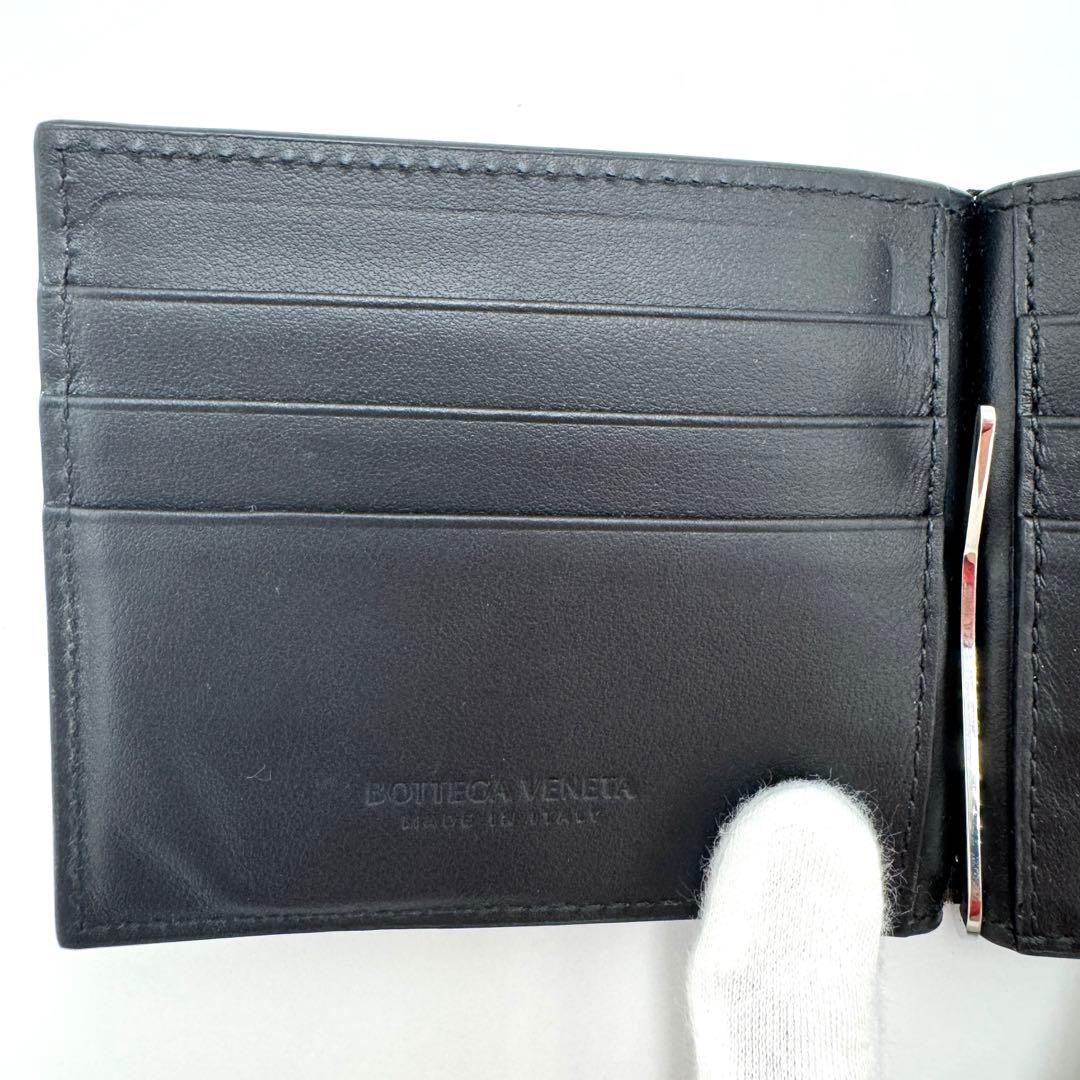 【超美品】ボッテガヴェネタ マキシ イントレチャート カセットマネークリップ 黒