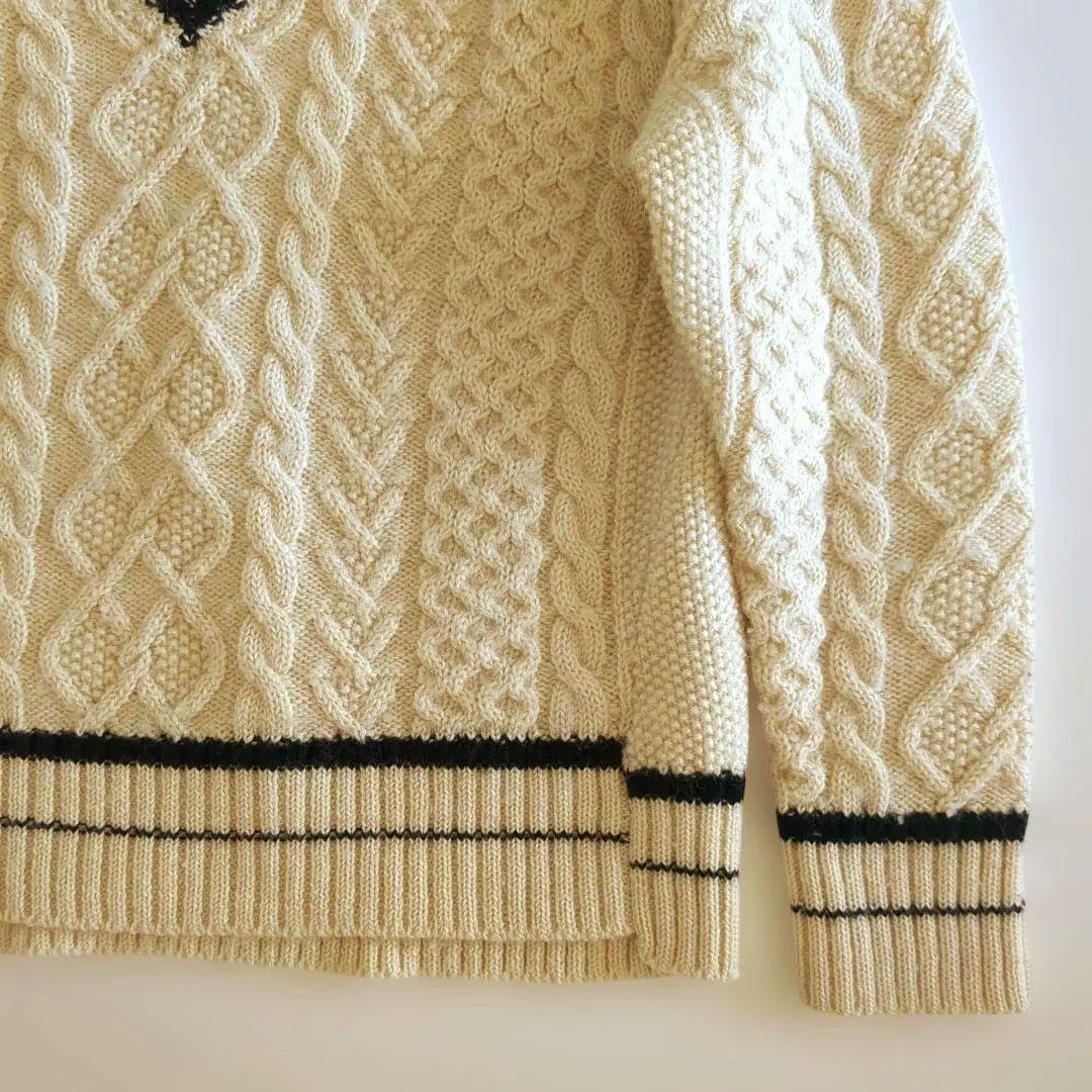 バトナー チルデンニット アルパカ混 ウール Vネック ケーブル編み ゆったり