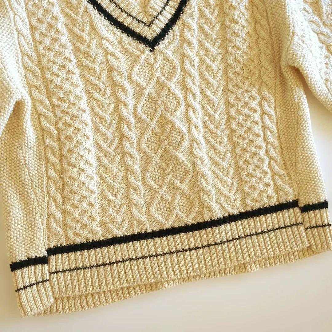 バトナー チルデンニット アルパカ混 ウール Vネック ケーブル編み ゆったり