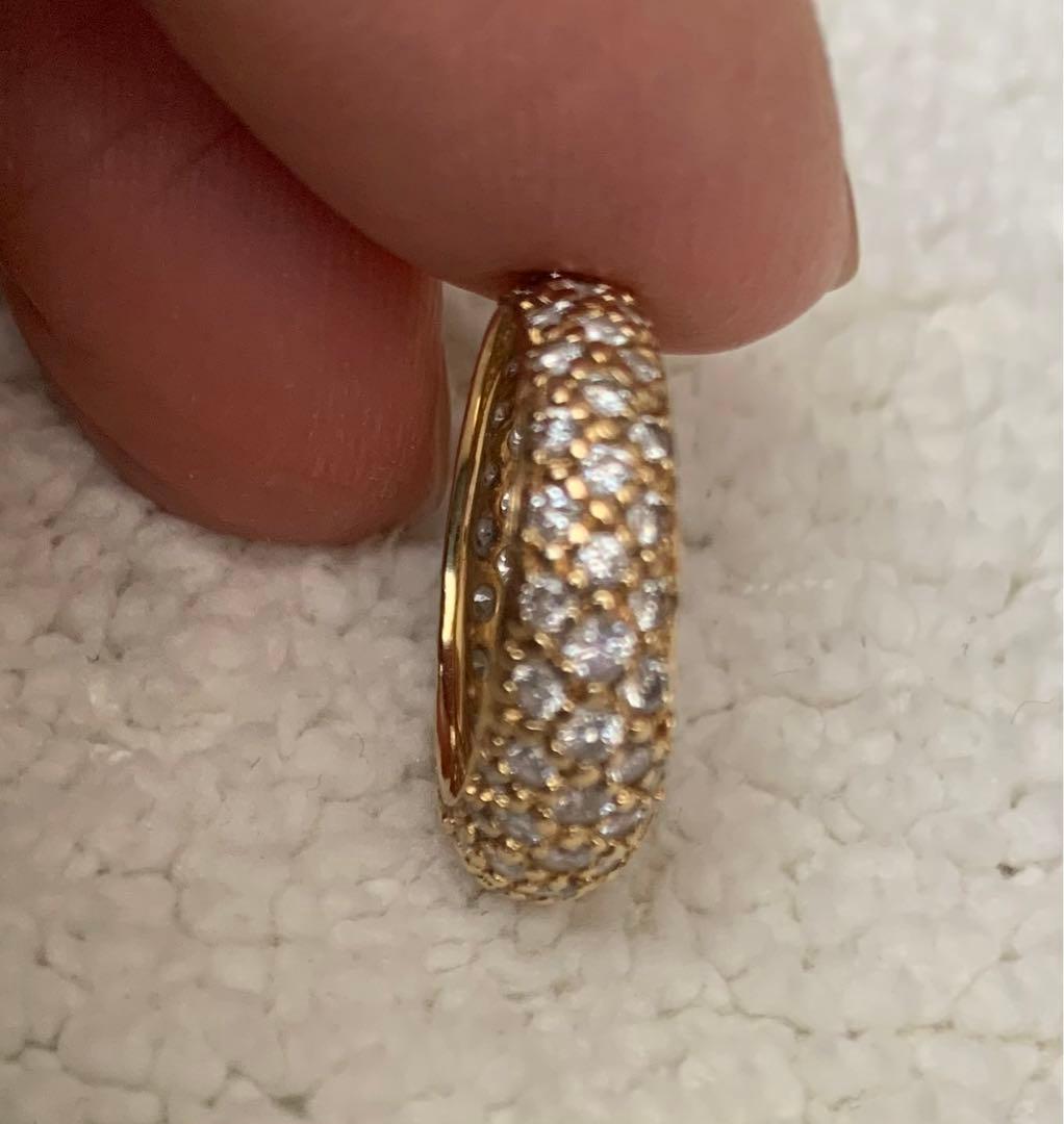 18K イエローゴールドダイヤモンド パヴェピンキーリング 指輪（1石欠けあり）