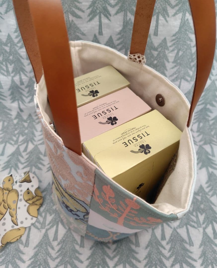 ミナペルホネン　forest tileパッチワークバケツバッグ·*♪