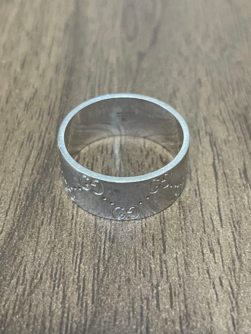 GUCCIアイコンリング ワイドK18（750刻印あり）ホワイトゴールド19号