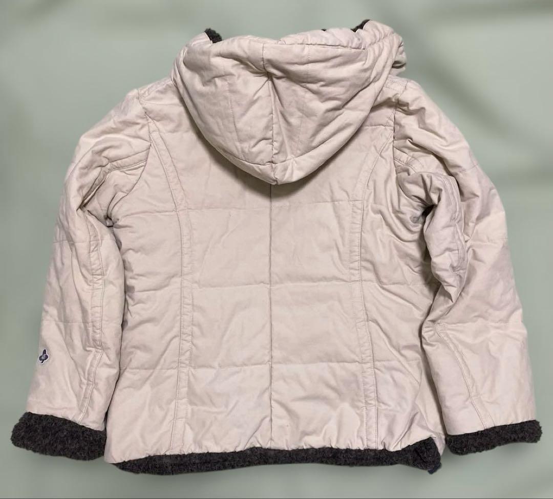 45rpm 日本のブランド　 フード付きコート　 淡いベージュにダークグレーボア